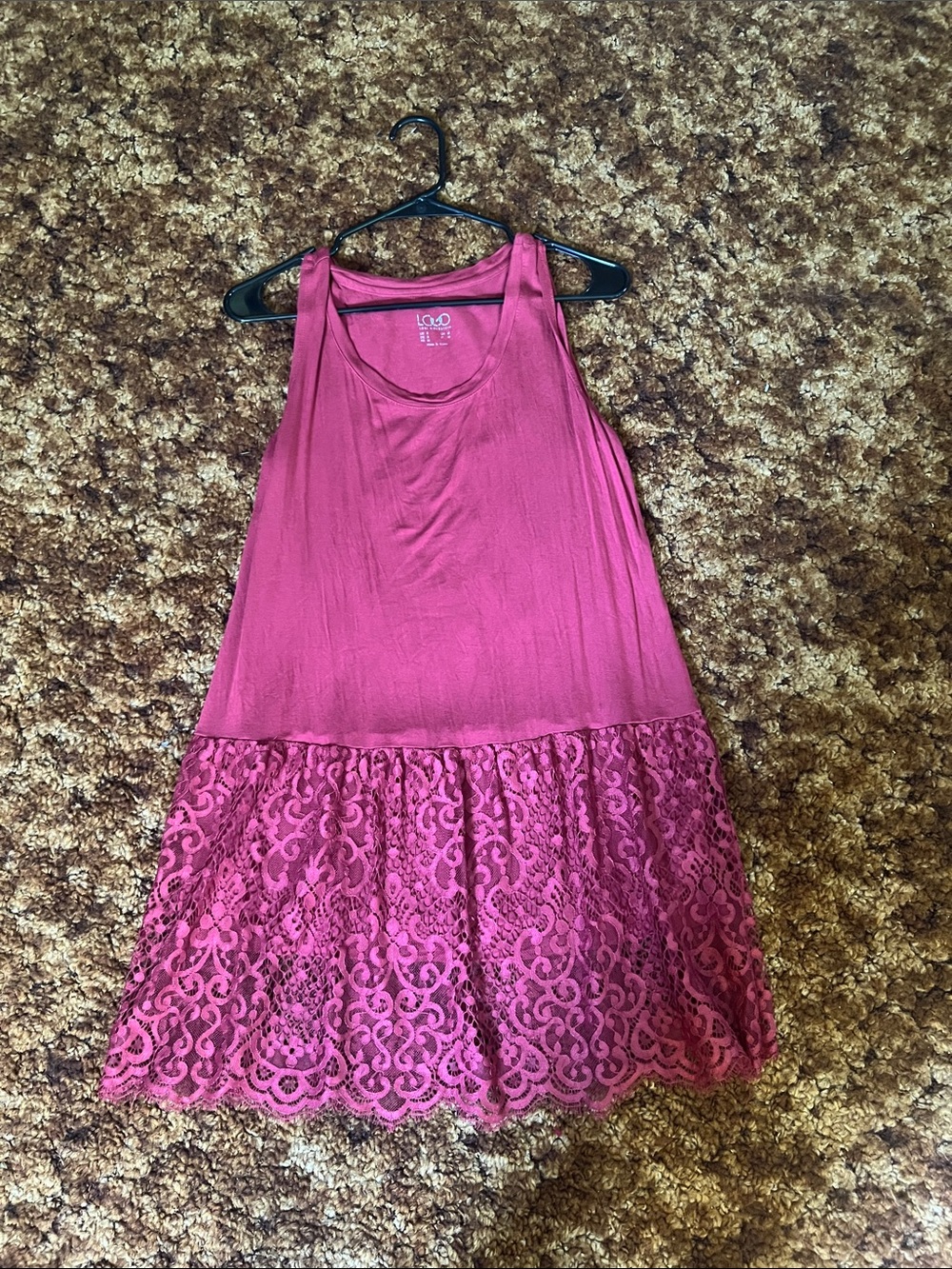Red Lace Hem Tank Dress